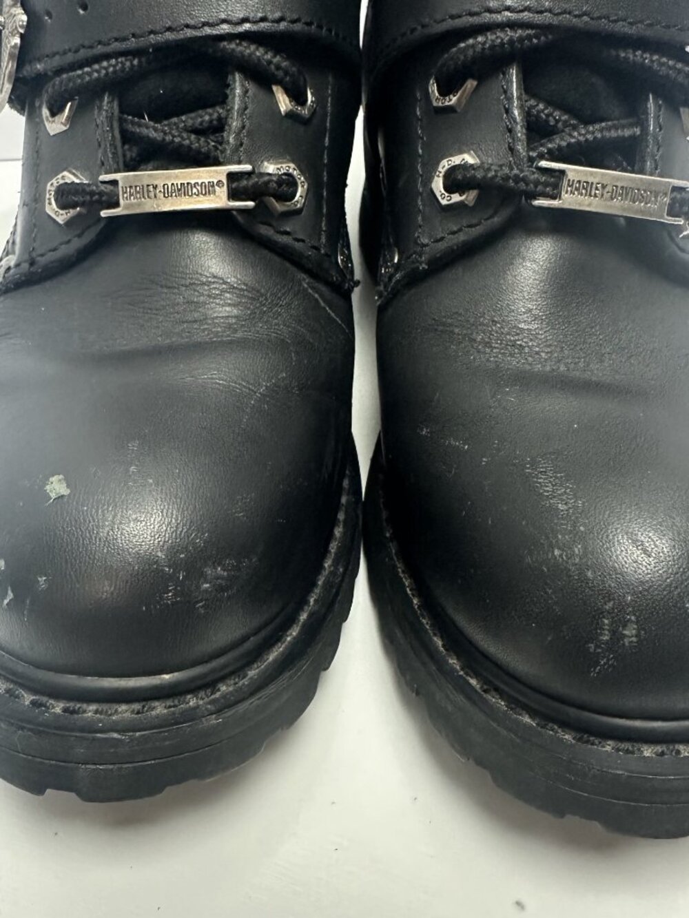 Harley Davidson Women's Black Leather Biker Boots Size 6 Motorcycle - Picture 2 of 8